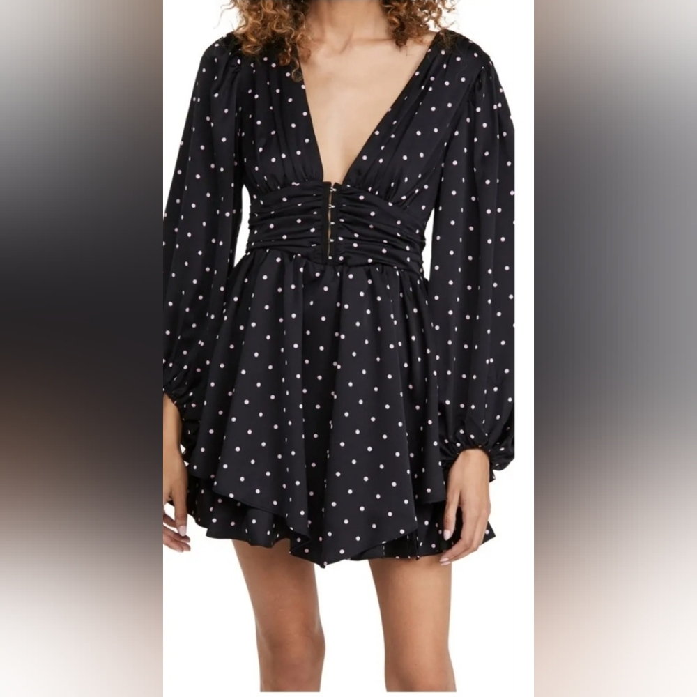 For Love And Lemons Carissa Mini Dress Black and White Polka Dots
